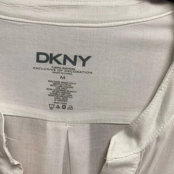 DKNY White Rayon Button-Front Shirt - Picture 4 of 9